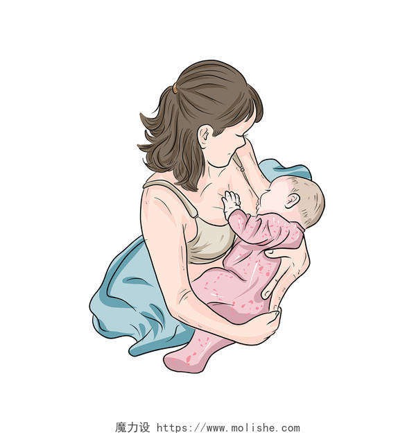 母乳喂养母亲婴儿粉色爱心关心母乳喂养母乳喂养元素